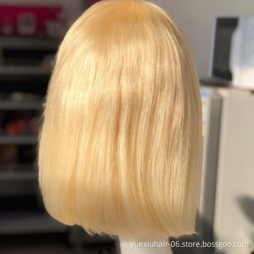 Most Popular Cheap Price Brazilian Human Hair Platinum Blonde Wig Blonde Lace Front Bob Wig Human Hair